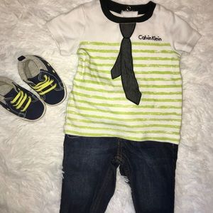 6 month boys shoe shirt and jean outfit